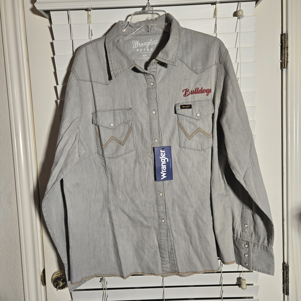 NWT Geoegia Bulldogs College Retro Wrangler Women‎ Pearl Snap Shirt XXL